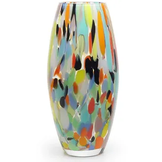 Cá d'Oro Farbige Glasvase, Konfetti-Effekt, mundgeblasenes Kunstglas im Murano-Stil, für Blumen, Raumdekoration und Tafelaufsatz, Modell Oliva G