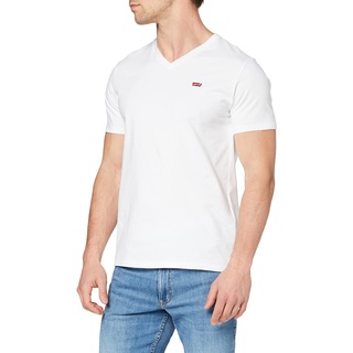 Levi's Herren Original Housemark V-Neck T-Shirt, White, M