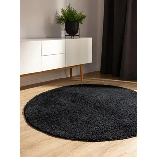 benuta Soho Hochflorteppich Ø 80 cm schwarz