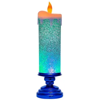 Agmoctz LED-Weihnachtskerzen, Farbwechselnde LED-Wasserkerze mit Glitzer, Flammenlose LED-Kerzenbeleuchtung, Schreibtisch, Tisch, Langlebig, Einfach zu Verwenden, 27,5 X 8 cm, Blau