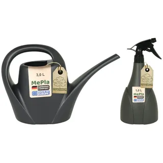 Heimwerkercenter Übertopf MePla - Set Kunststoff Gießkanne 3,0l Indoor + Sprüher 1,0l anthrazit schwarz 39 cm x 25.5 cm x 14 cm