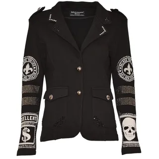 Roberto Geissini Damen Blazer Deluxe Schwarz Slim Fit mit Glamourösem Design und Extravaganten Details - 38