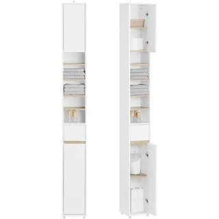 SoBuy BZR34 Hochschrank 20 x 20 x 180 cm Weiß/Natur Holzwerkstoff