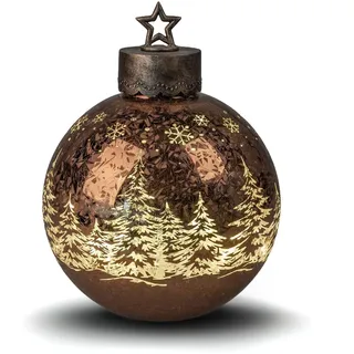 formano Deko-Kugel Frosty Braun 35cm mit LED Licht Timer Beleuchtete Glaskugel - Weihnachtsdekoration Tisch Regal Deko-Kugel 6h/18h Timer Weihnachtskugel zum Stellen