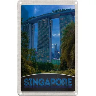 vianmo Blechschild 30x20 cm Singapur Asien Architektur Hochhaus Bildmotiv Reisemotiv Abenteuer Reisen Urlaub Häuser Deko Geschenk Metall Schild