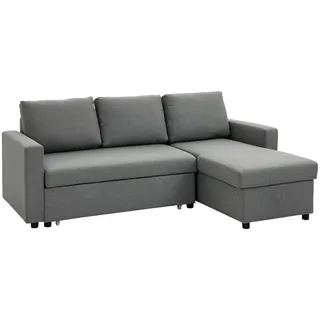 Homcom Eckcouch Polyester 3-Sitzer Hellgrau