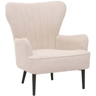 Mendler Lounge-Sessel HWC-K37 Chenille 75 x 80 x 75 cm creme-beige mit Kissen