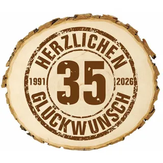 Nomiro Wanddekoobjekt Holzscheibe Geburtstag Gravur - Baumscheibe mit Rinde Deko