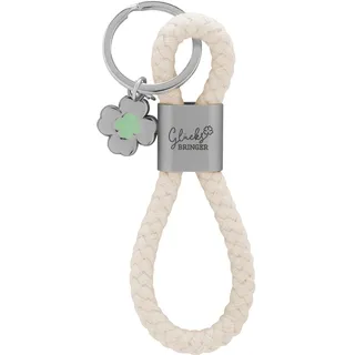 GRUSS & CO Schlüsselanhänger Loop Motiv "Glücksbringer" | Anhänger bestehend aus einer geflochtenen Schlaufe, mit Motivdruck "Glücksbringer", mit Kleeblatt-Charm | 48353