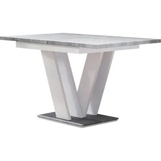 MIRJAN24 Esstisch Masiv, Design Tisch, Stilvoll Ausziehbar Esszimmertisch, Esszimmer (Farbe: Weiß / Beton) - Grau