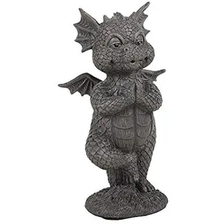 Pacific Giftware Gartenfigur Yoga Drache 14,5 cm - Gartendrache Fantasy Deko Statue Garten Figur