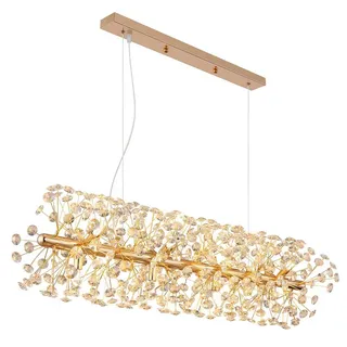 Hängeleuchte Pendelleuchte Esszimmerlampe LED 12-Flammig Kristall klar gold G9