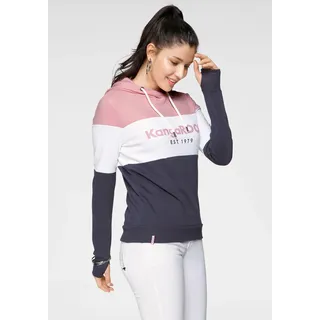 Hoodie KANGAROOS Gr. 40/42 (M), bunt (pink, marine, gestreift) Damen Sweatshirts -jacken mit Markennamen auf der Brust
