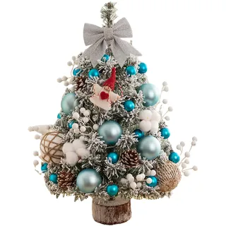TROYSINC Mini Weihnachtsbaum mit Beleuchtung Klein Weihnachtsbaum LED Tisch Weihnachtsbaum Künstlich Geschmückt für Weihnachten Deko (Blau,45CM)