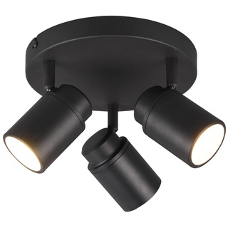 LED Badezimmerlampe Deckenstrahler Rondell 3-flammig Schwarz matt schwenkbar, IP44