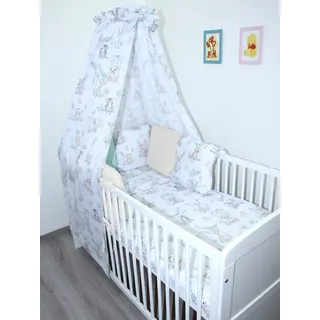 Primawela Babybettwäsche Bettwäsche Waffelpiqué Bettset Baby - Kissen Nestchen Vollstoff Himmel, 5 teilig braun