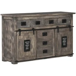 Industrial used look Sideboard Kommode Wohnzimmerschrank Mango Holz dunkel grau