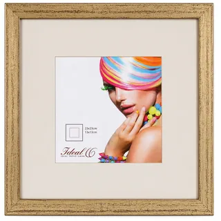 IDEAL TREND 3D Objektrahmen Holz Bilderrahmen quadratisch Wanddeko Collage Poster Fot Rahmen: Farbe: Gold-Antik | Format: 23x23