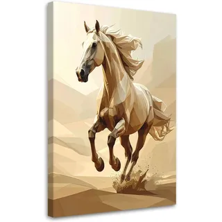 Leinwandbild Weißes Geometrisches Pferd Im Galopp 30x45