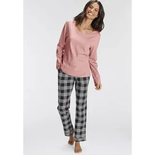 Pyjama H.I.S Gr. 32, rosa (rosa, schwarz) Damen Homewear-Sets Pyjamas mit karierter Schlafhose