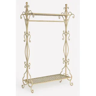 Shabby Chic Garderobe VILLA SHABBY CHIC 183×93×40 cm weiß lackierter Garderobenständer Eisen Vintage Nostalgie Kleiderständer romantisch für Flur Diele Schlafzimmer Landhausstil Deko altweiß