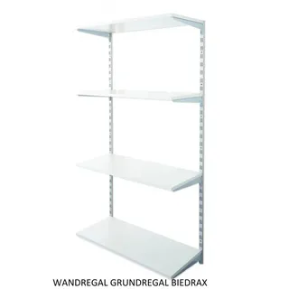 Biedrax Wandregal - Grundregal 25 x 60 x 150 cm, Farbe silber - 4 Fachboden grau