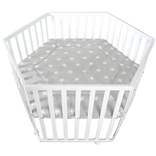 roba® Laufgitter Laufstall 6-eckig, 3-fach höhenverstellbar weiß