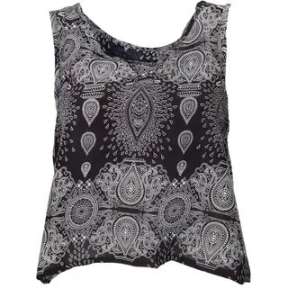 GURU SHOP Boho Sommertop mit Offener Rückenpartie, Damentop, Strandtop - Schwarz - 40