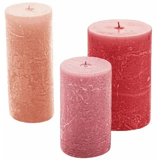Mirabeau Stumpenkerze Kerze 3er Set Pretin rosa (3er Set, 3er Set), none rosa