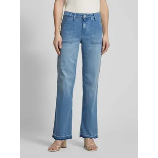 Wide Leg Jeans mit Ziernähten, Blau, 42