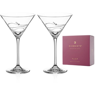 DIAMANTE Martini Prosecco Cocktailgläser "Soho", verziert mit Swarovski-Kristallen, 2 Stück