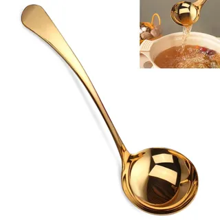 20 cm Suppenkelle Gold, Edelstahl Suppenschöpfer mit Langem Griff | Goldene Schöpflöffel, Soßenkelle, Saucenlöffel, Spülmaschinenfest Servierlöffel für Soßen und Suppe