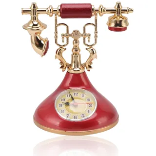 HERCHR Vintage-Telefonuhr, Einzigartiger, Eleganter Retro-Telefonwecker, Altmodisches Telefon-Tischuhr-Modell Für Zuhause, Café, Büro(YF020-3)