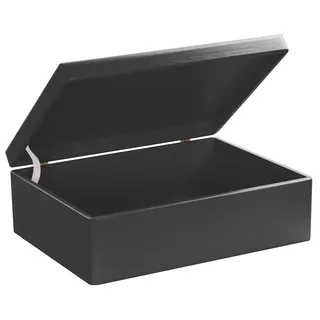 LAUBLUST Große Holzkiste mit Deckel - Allzweck-Kiste aus Holz - Aufbewahrungskiste | Spielzeug-Truhe - Geschenk-Verpackung | Deko-Kasten zum Basteln FSC® (Schwarz, ca. 40 x 30 x 14 cm | L)
