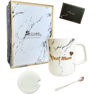 Mom Kaffeetasse Mutter Geschenk Marmor Tasse Set Kaffeebecher Set Keramik 350ml mit Luxus Geschenkbox und Gift card (Best Mom)