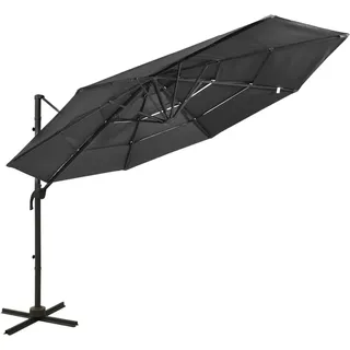 Sonnenschirm Mit Aluminium-mast 4-lagig Anthrazit 3x3 M