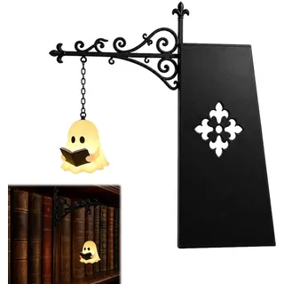 SpirWoRchlan Vintage Holz Bibliothek Laterne LED Lampe Dekorative Bücherregal & Leseecke Nachtlicht Rustikale Schreibtisch Tischleuchte Dekorative Beleuchtung für Arbeitszimmer Schlafzimmer Home Decor