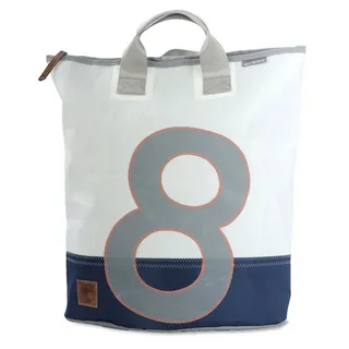 360Grad Tagesrucksack Rucksack Tasche Ketsch Mini, Weiss Blau Grau, recyceltes Segeltuch weiß