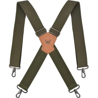 Grüne Hosenträger für Herren, 5,1 cm breite Hosenträger, Arbeits-Hosenträger, Hosenträger Militär, Camo-Hosenträger für Männer, Hosenträger mit Gürtelschlaufen, robuste Arbeits-Hosenträger, - 2-Inch