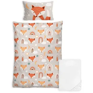 Stoffschmiede Kinderbettwäsche, 3-Teilig, Fuchs, Bio-Baumwolle grau