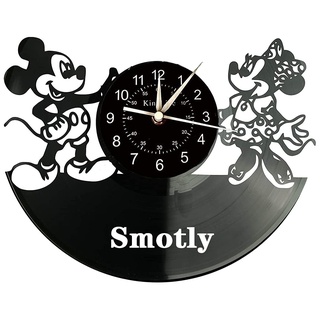 Smotly Vinyl-Wanduhr, stille Wanduhr mit Mickey-Mouse-Tiermuster-Thema, künstlerisch kreative Kinderheimdekoration Digitale Wanduhr. (Geschenkhaken)