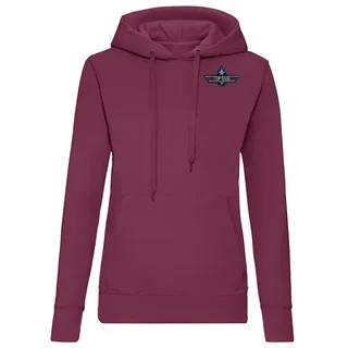 Blondie & Brownie Hoodie Damen Top Gun Brust Stick F-14 Tomcat Vintage Film Kino Maverick mit Kapuze, Bestickt rot L