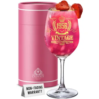 CROWNLY CRYSTAL® 1956 70 Geburtstag Geschenk Für Frauen Personalisiertes Weinglas Deko Personalisierte Geschenke Tochter Schwester Ehefrau
