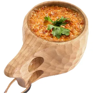 woyufen Kuksa Holzbecher, 200 ml Holzbecher mit Henkel, Nordische Kaffeetassen aus Naturkautschukholz, handgefertigte Kuksa-Tasse, tragbares Wandergeschirr für den Außenbereich