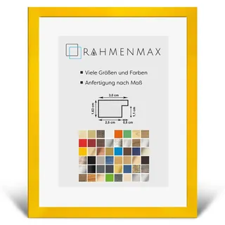 Morena MDF Rahmen für Bild 50x70cm Gelb mit Acrylglas | zum Aufhängen Hoch- und Querformat/Maßanfertigung möglich/Puzzle Rahmen/mit 1mm klarem Acrylglas