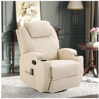 HOMCOM Massagesessel (Set, 1-St., Massagesessel), für Wohnzimmer, Cremeweiß weiß 84 cm x 109 cm x 92 cm
