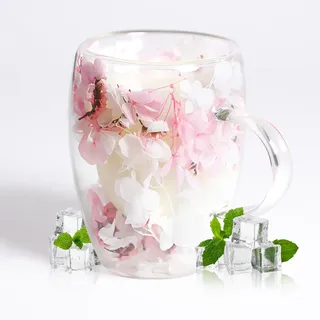 AWSOLAR Blumen Doppelwandige Kaffeegläser, 350ML Thermogläser Latte Macchiato Gläser Doppelwandig für Cappuccino, Latte Macchiato, Tee, Eis und Milch
