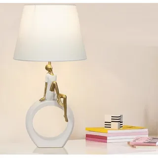 FLRXHK Kreative Leselampe für Mädchen, modern, einfach, Schlafzimmer, Nachttischlampe, Luxus, High-End-Art-Deco-Ornament-Tischlampe
