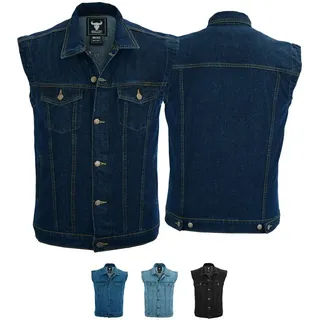 BULLDT Motorradweste BLD698 Jeansweste Biker Kutte Denimweste Bikerweste Motorradweste Weste blau 48/S