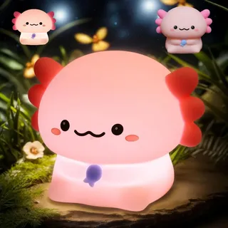 Kinder Nachtlicht, Süßes Axolotls Silikon Pat Nachtlicht, LED Nachtlicht Baby, Dimmbar USB Nachttischlampe, Babyzimmer Deko Kinderlampe, mit Timer
